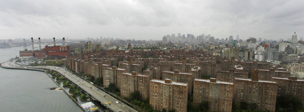 Die rötlichen Ziegel-Häuser in „Stuyvesant Town“