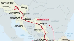 Karte / Balkanroute neue Routen