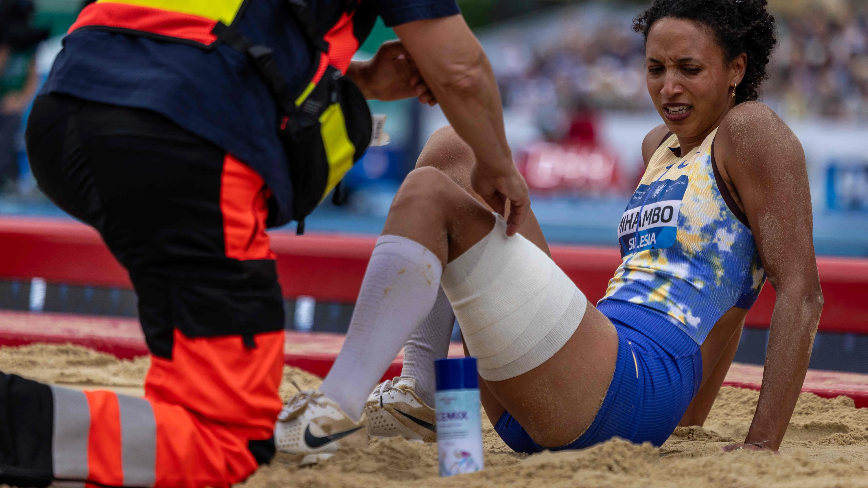 Verletzt ausgeschieden, Saison beendet: Malaika Mihambo bei der Diamond League in Kattowitz - AFP