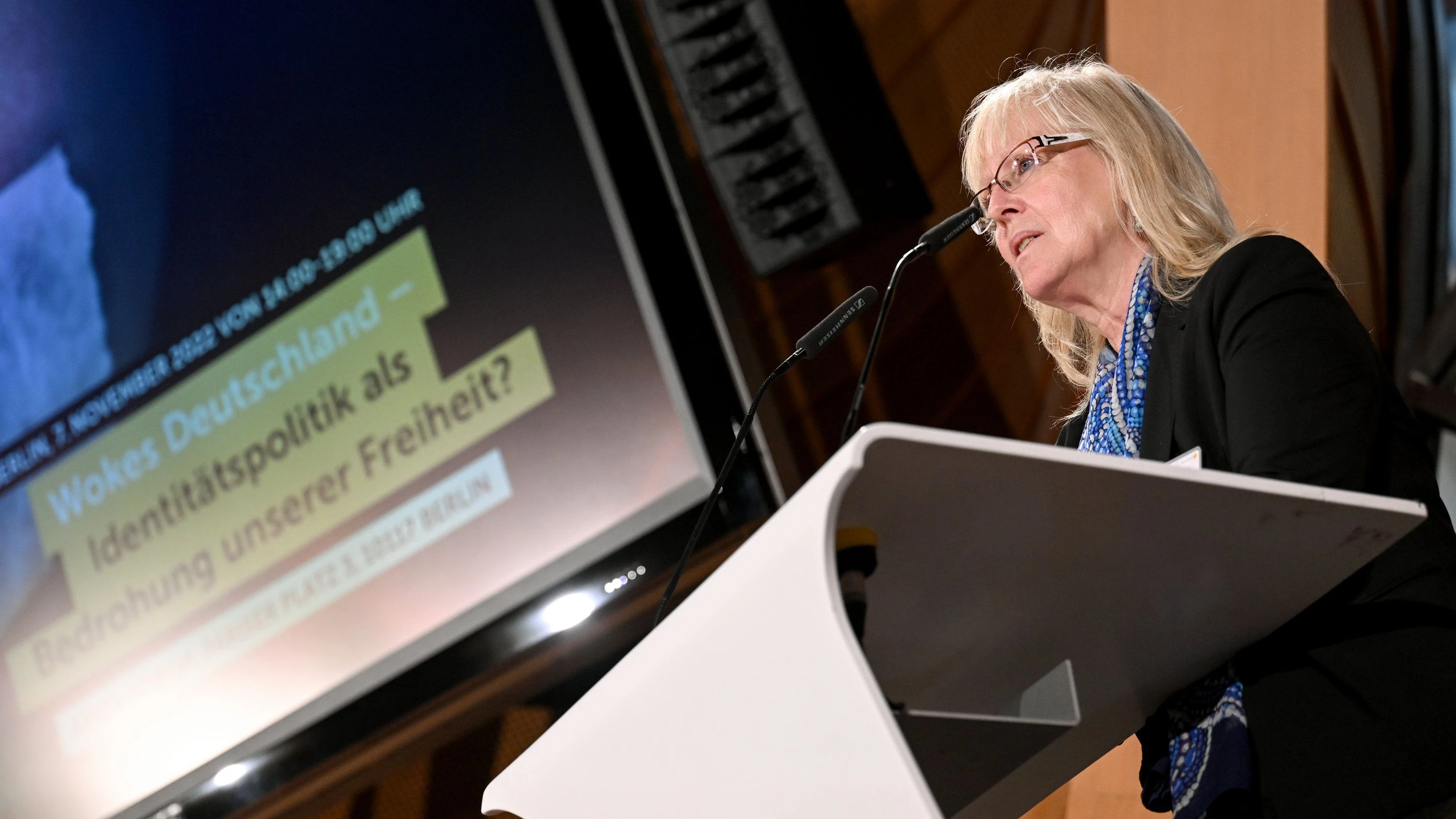 Immer im Kampf gegen „Wokeness“: Susanne Schröter auf einem Kongress der Denkfabrik „Republik 21“ - dpa