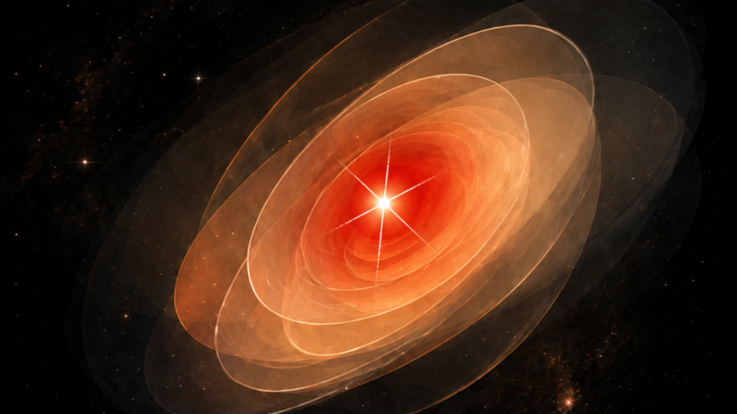 Künstlerische Darstellung eines „Little Red Dot“ im frühen Universum. - Ruiyuan Guo, Xuheng Ding