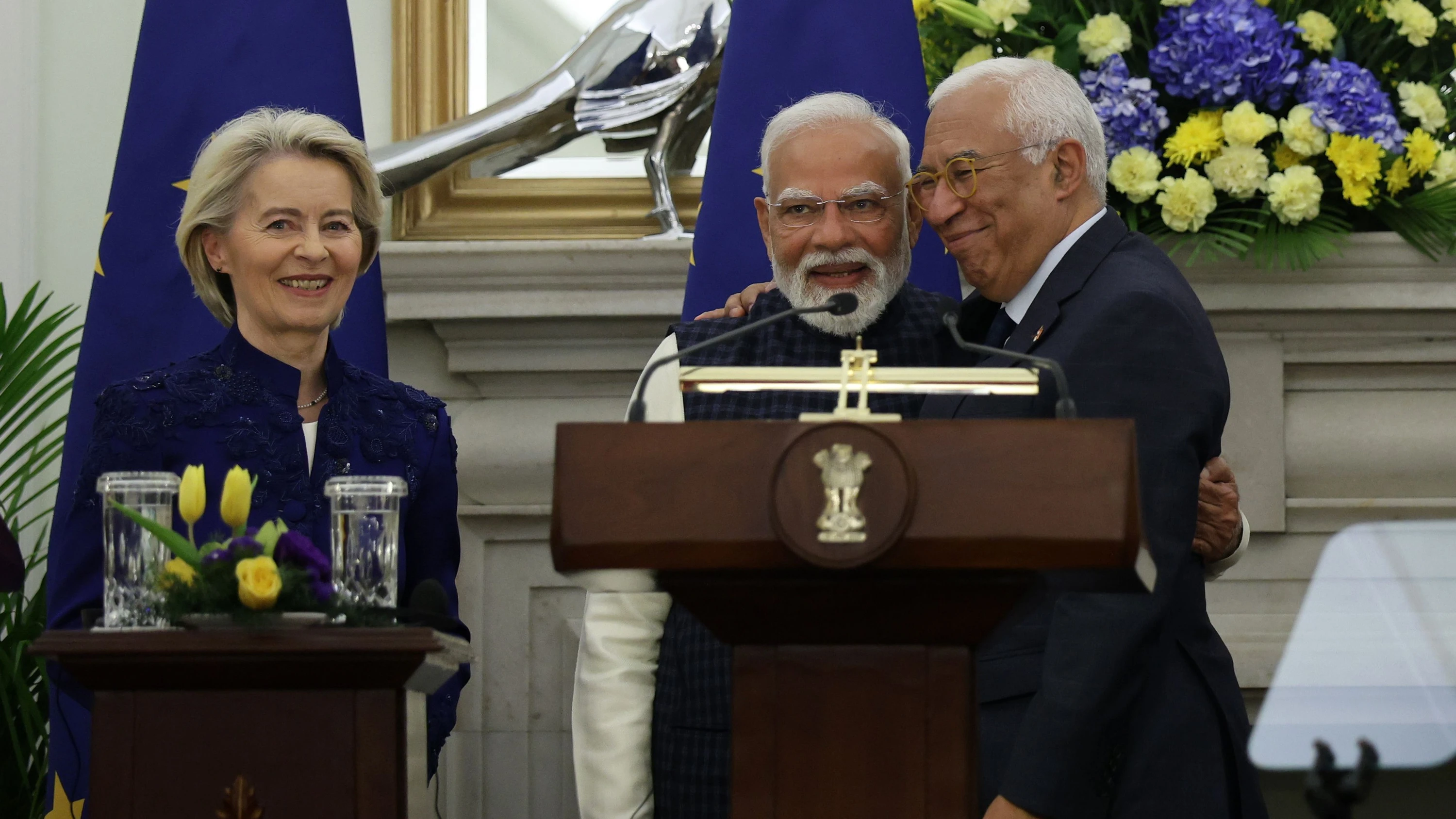 EU-Spitzen in Neu-Delhi: Indien weg von Putin und Trump ziehen