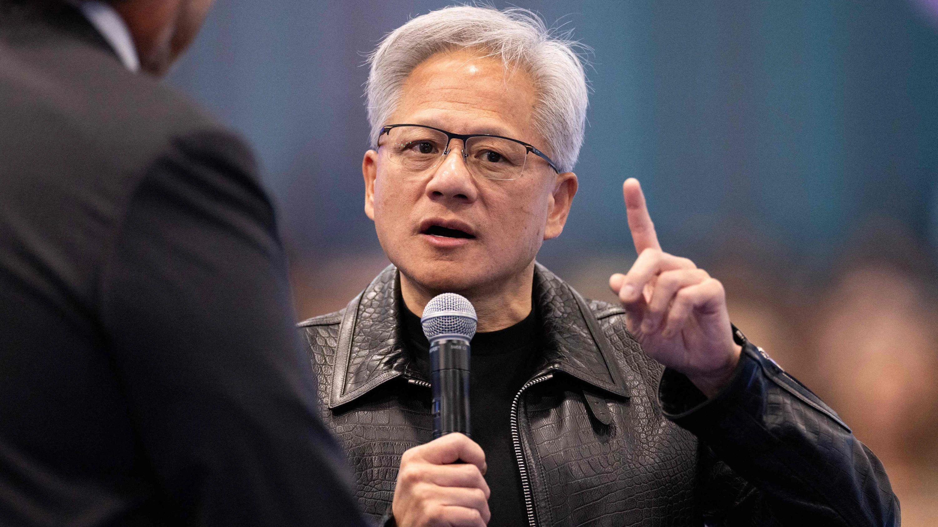 Nvidia-CEO Jensen Huang auf einer Konferenz des Softwareentwicklers Dreamforce. - AFP