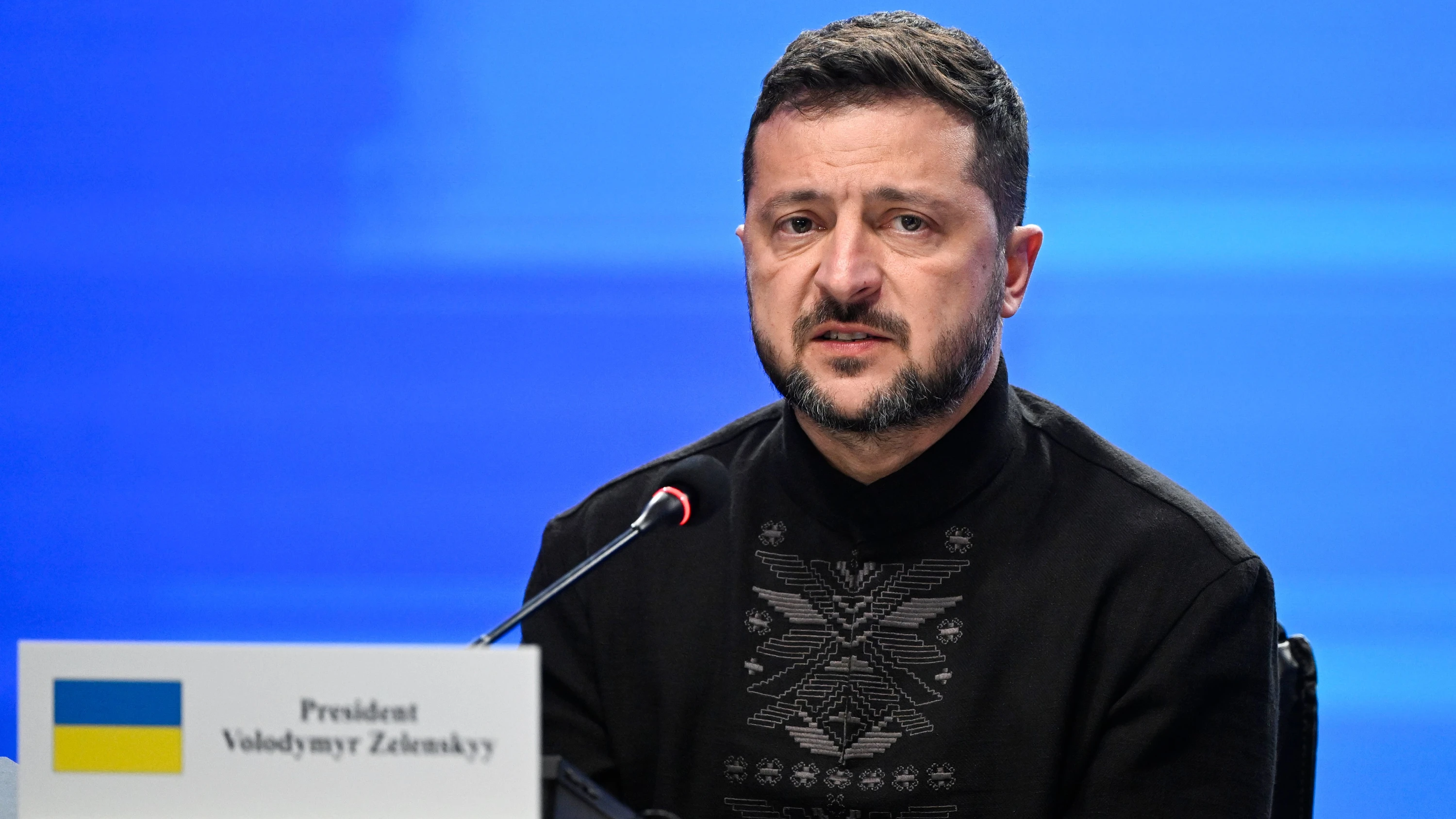 Der ukrainische Präsident Wolodymyr Selenskyj während einer gemeinsamen Pressekonferenz beim letzten Treffen der „Koalition der Willigen“. - dpa