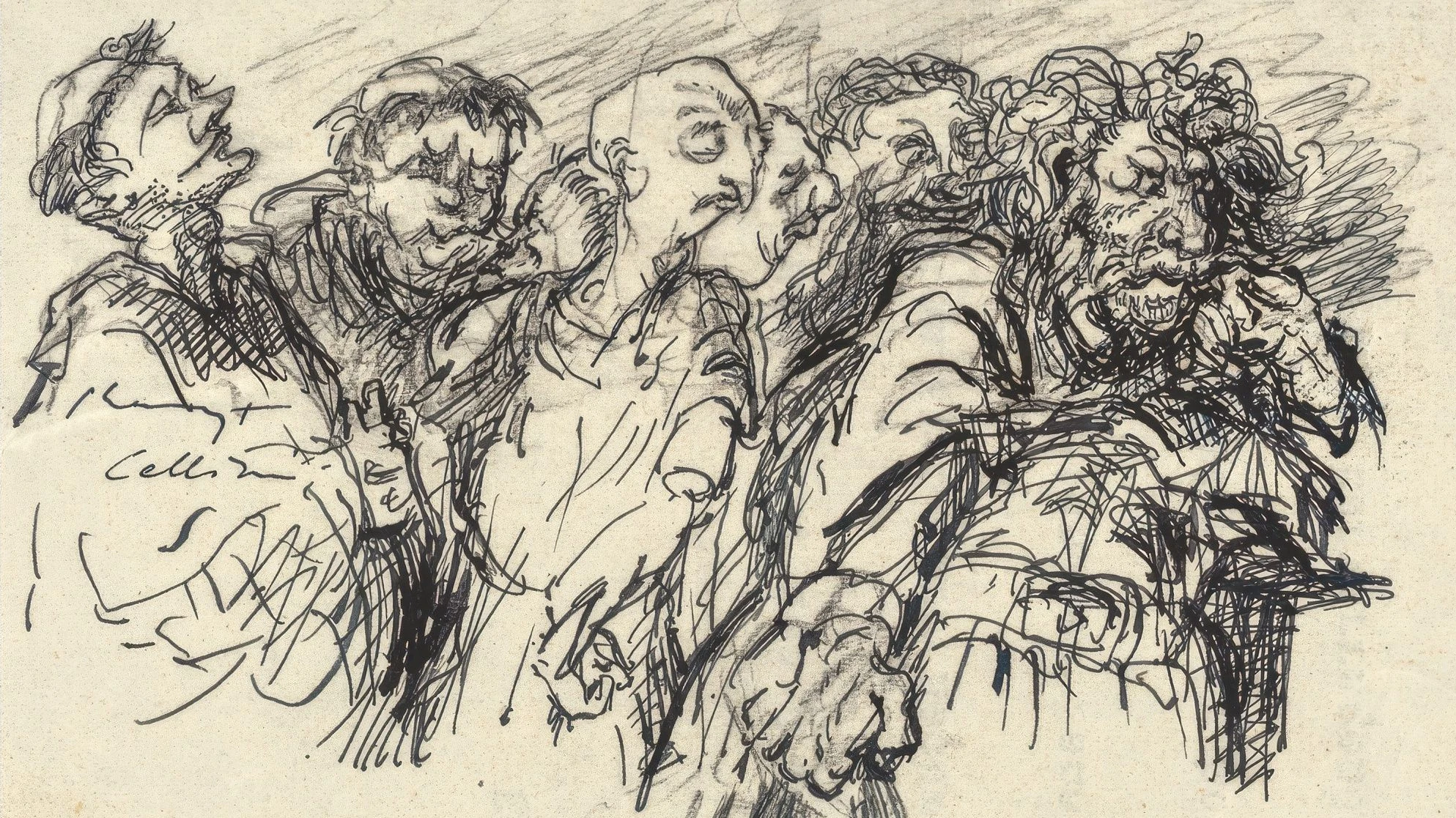 Grafik von Max Slevogt: Vor Faust auf der Flucht