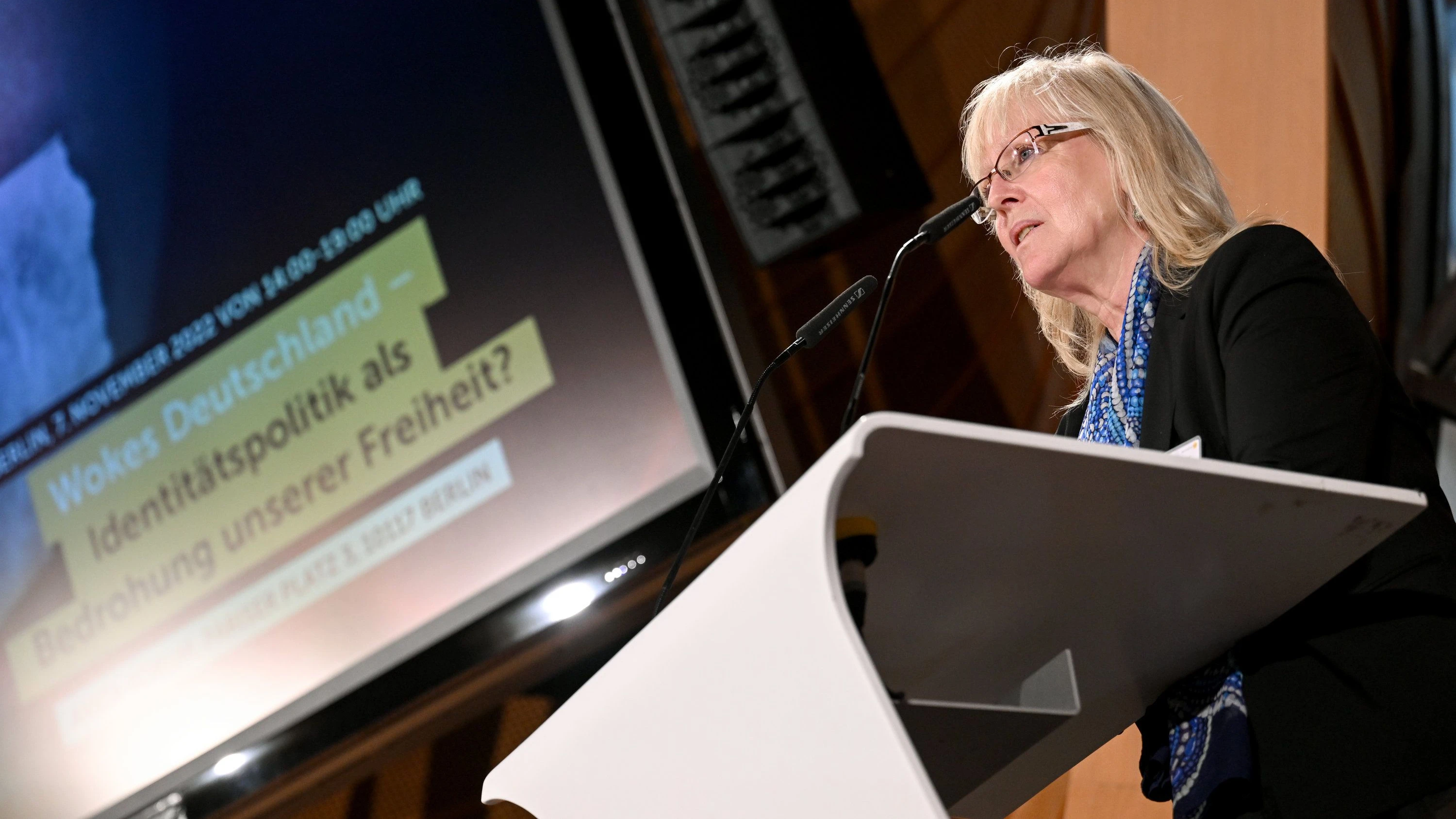 Immer im Kampf gegen „Wokeness“: Susanne Schröter auf einem Kongress der Denkfabrik „Republik 21“ - dpa