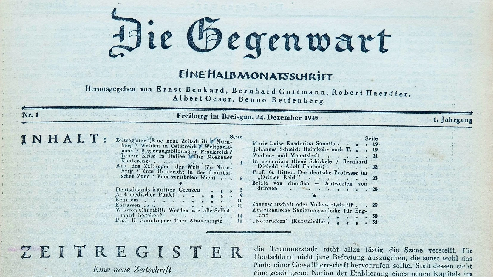 Zeitschrift „Die Gegenwart“: Kristallklar und unbequem Zeitschrift „Die Gegenwart“: Kristallklar und unbequem