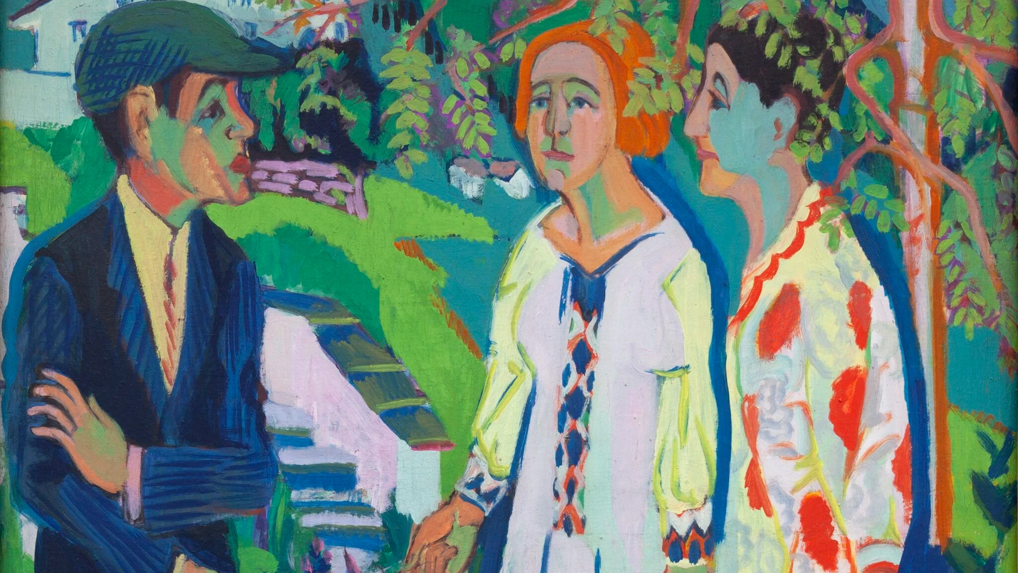 Zum Spitzenpreis von 3,8 Millionen Euro am Stand von Samuelis Baumgarte: Ernst Ludwig Kirchners Gemälde „Unterhaltung im Garten“ - Samuelis Baumgarte
