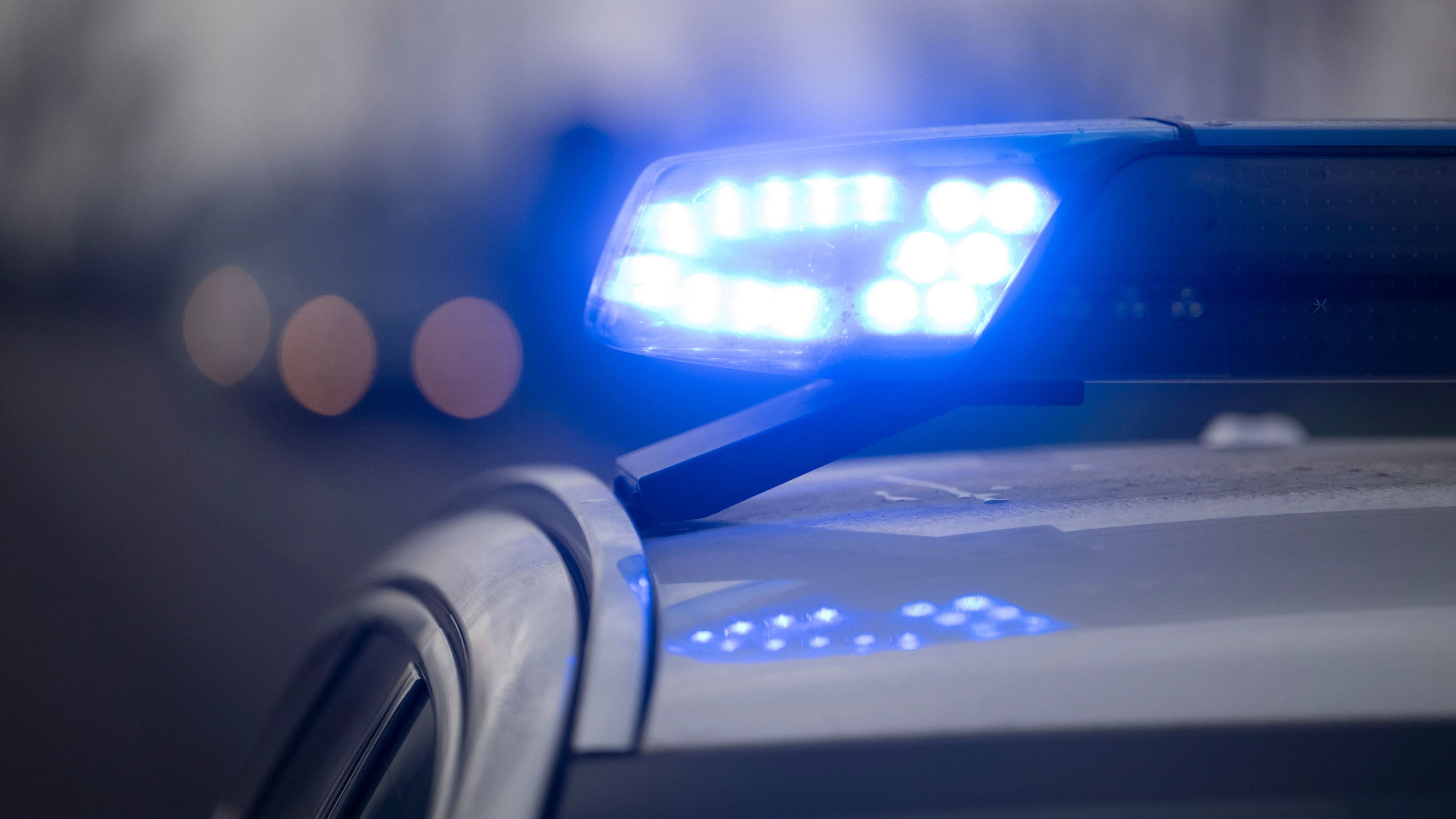 Ein Blaulicht leuchtet auf dem Dach eines Polizeifahrzeugs. (Symbolbild) - dpa