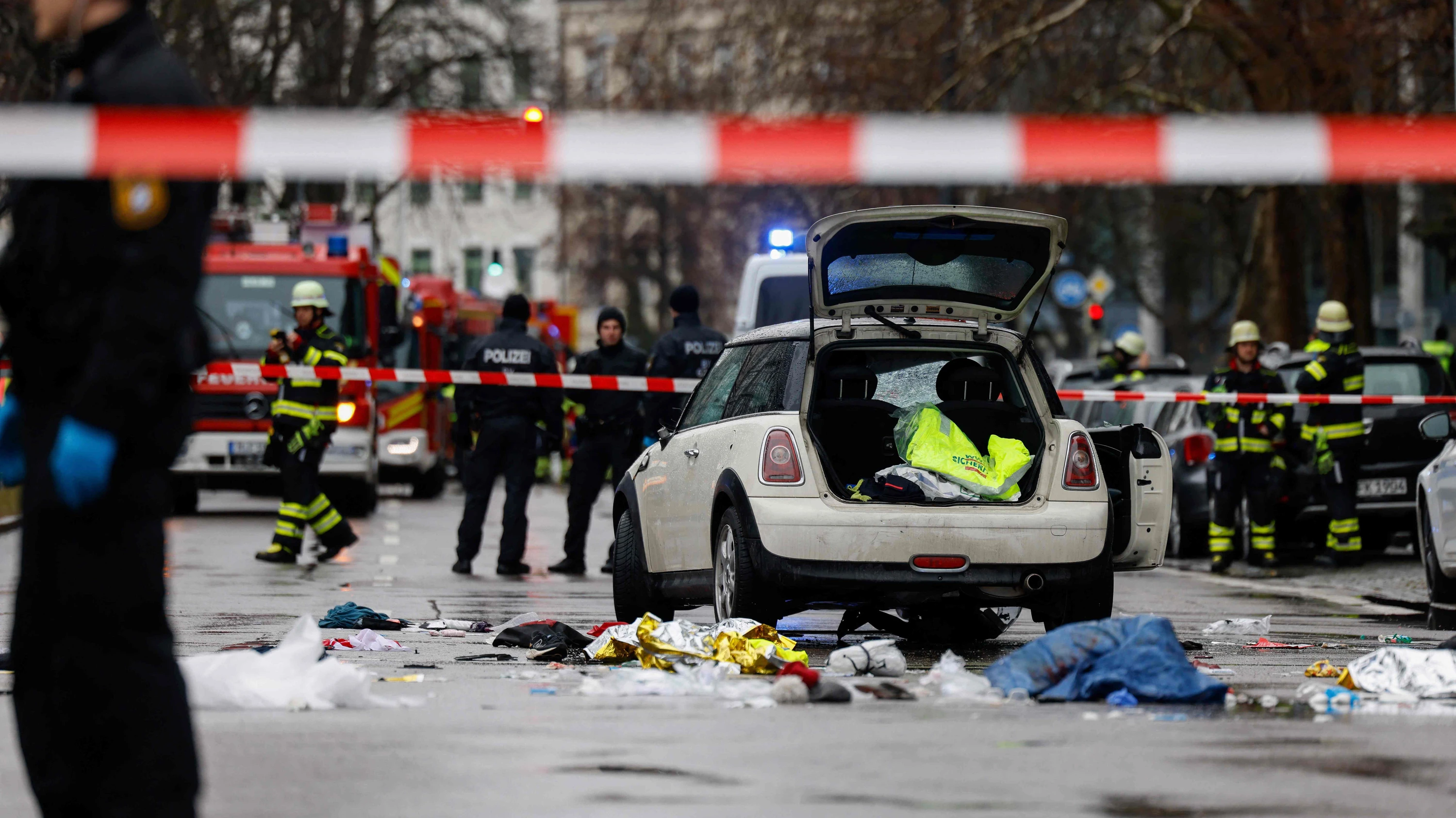 Sicherheitskräfte nach dem Anschlag auf die Verdi-Demo am 13. Februar 2025 in München - AFP