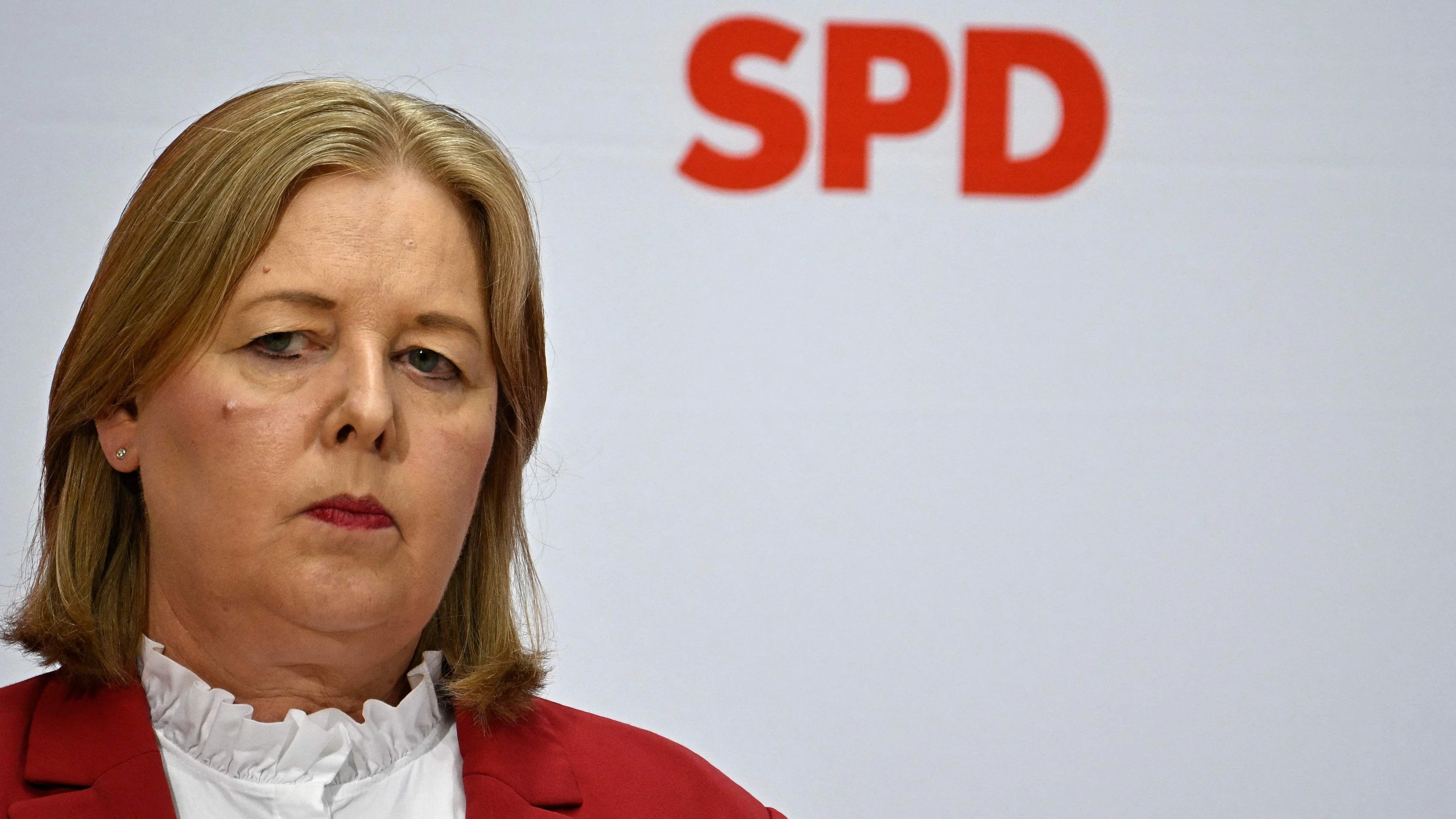 Bärbel Bas auf einer Pressekonferenz der SPD am 7. September in Berlin. - AFP