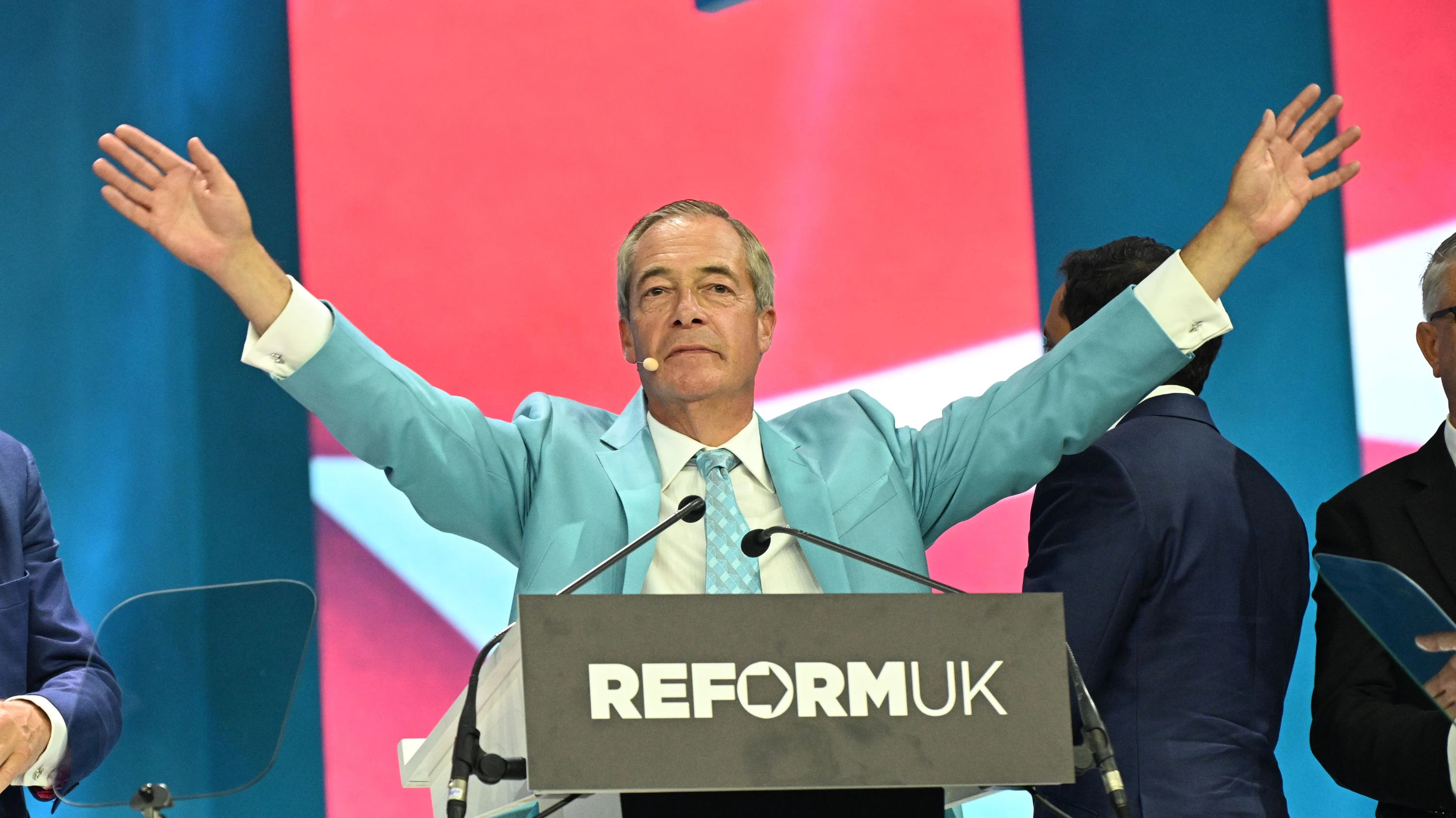 Nigel Farage auf dem Parteitag von Reform UK in Birmingham, 5. September 2026 - dpa