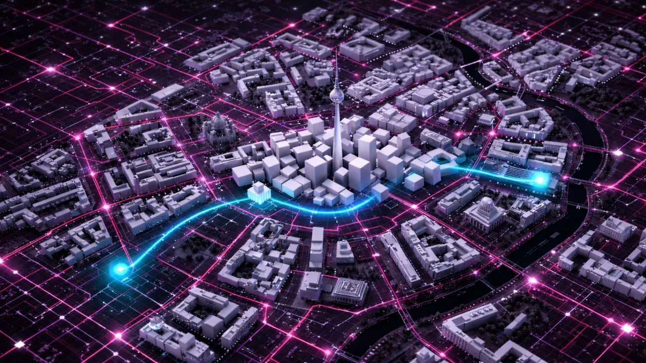 Quantenteleportation über eine 30 Kilometer lange Glasfaser in Berlin - Deutsche Telekom, KI generiert
