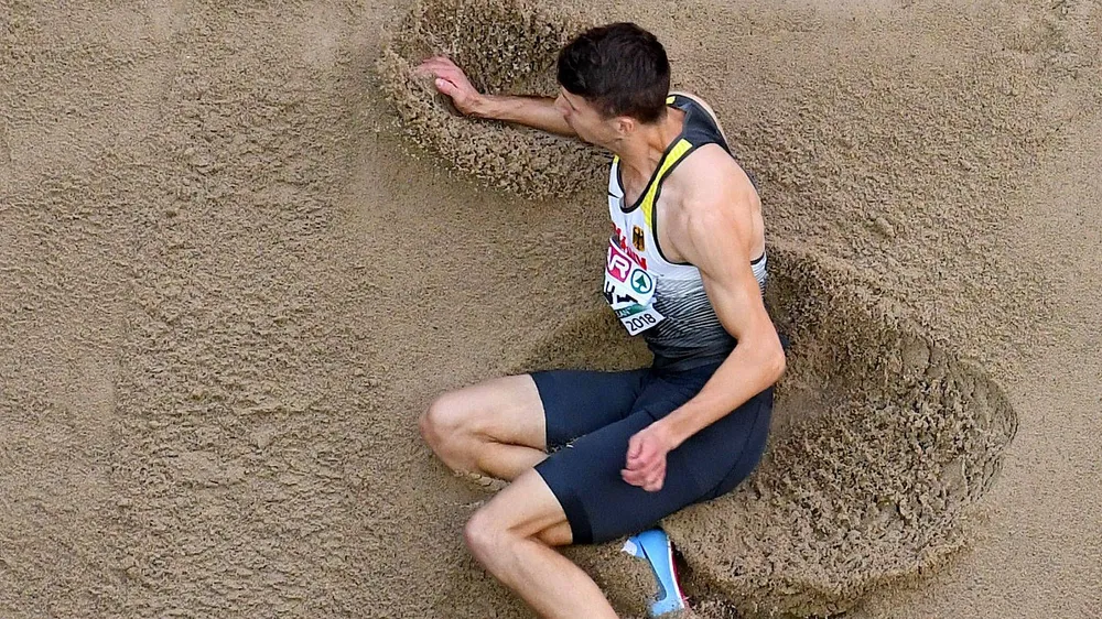Fabian Heinle landete im Weitsprung letztlich auf dem Silber-Rang.