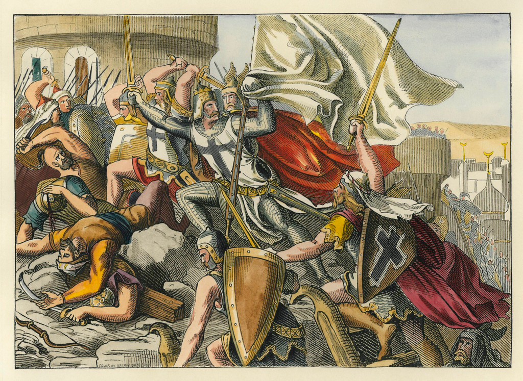 Jerusalems Erstürmung / Holzst. - Storming of Jersalem / Woodcut. -