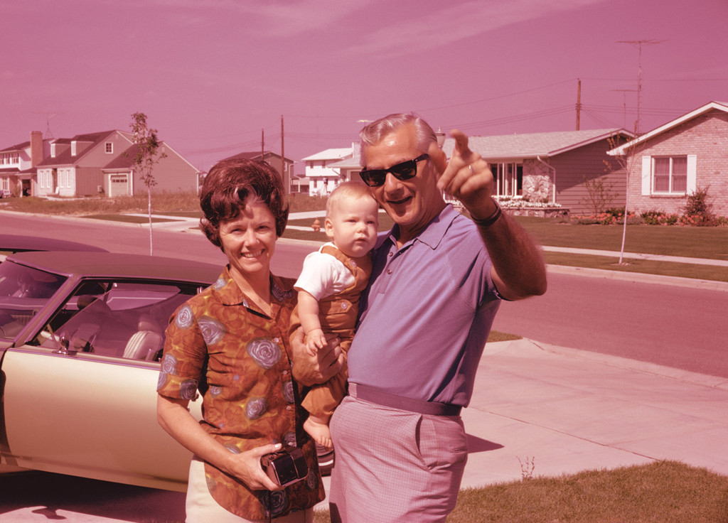 Retro suburban family