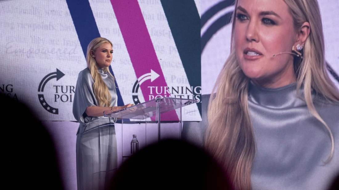 Charlie Kirks Witwe, Erika Kirk, Anfang Juni auf der jährlichen Frauenkonferenz von „Turning Point USA“ in San Antonio