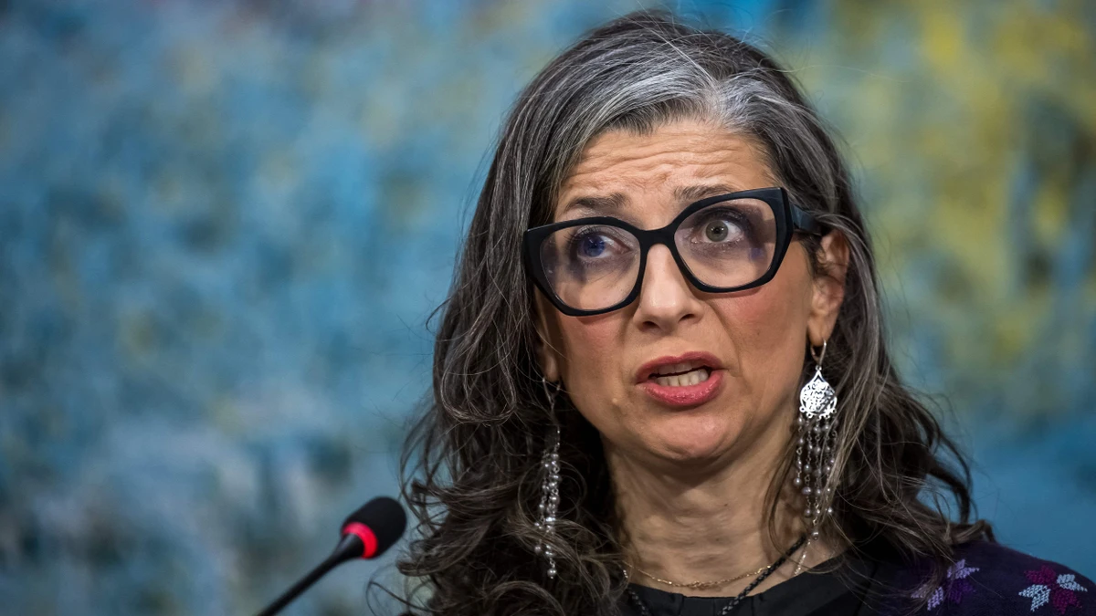 UN-Sonderberichterstatterin für Palästina Francesca Albanese im März 2026