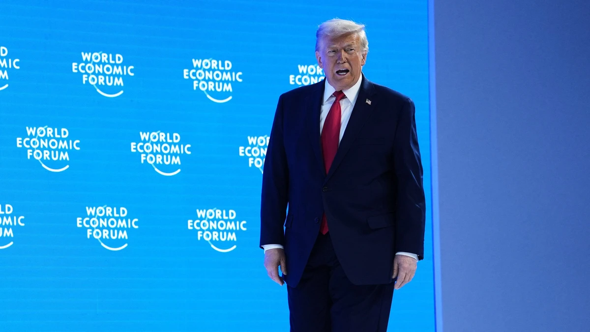 Auf Konfrontationskurs zu seinen Alliierten: US-Präsident Donald Trump betritt beim Weltwirtschaftsforum in Davos die Bühne.