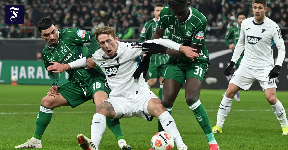 2:0 bei Werder Bremen: Hoffenheim siegt in Unterzahl und bleibt auf Platz drei