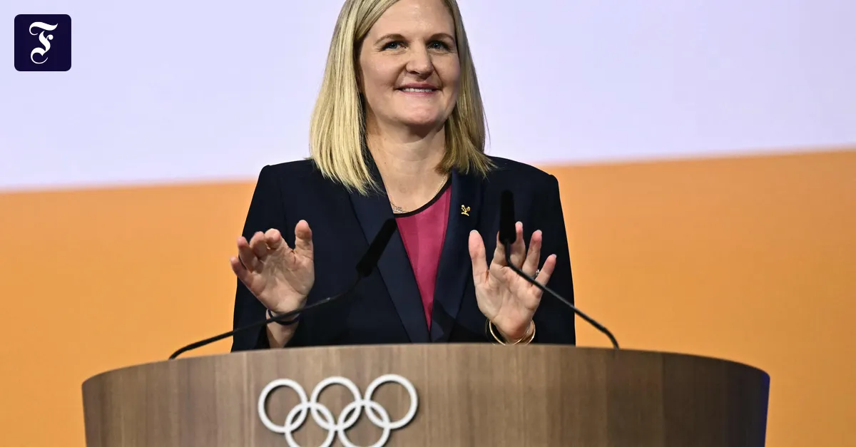 IOC President Kirsty Coventry looks away at dead Iranian athletes