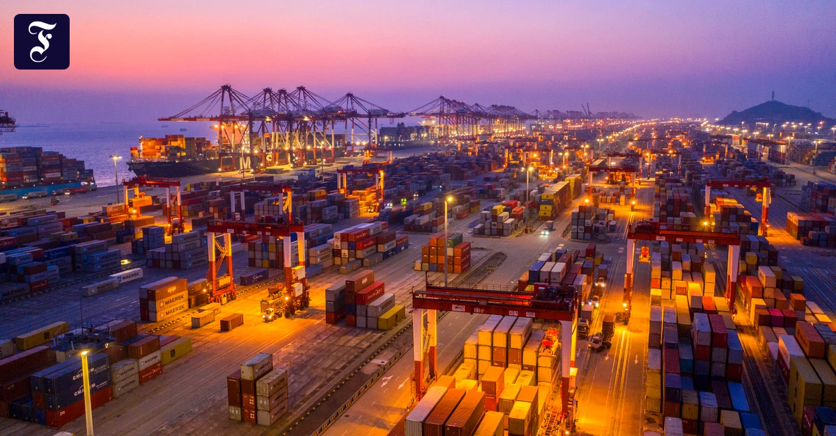 Bereit für die Ausfuhr: Container im Hafen von Shanghai (Ảnh: FAZ.NET)