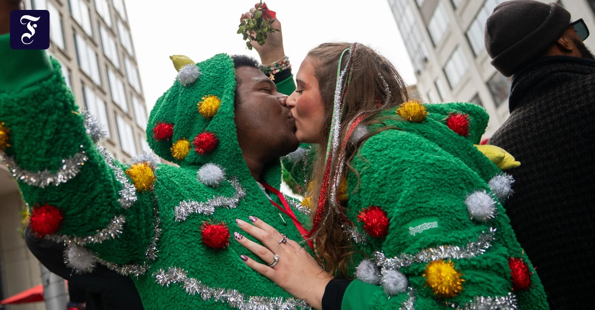 Washington-D-C-Kuss-Weltrekord-unter-dem-Mistelzweig