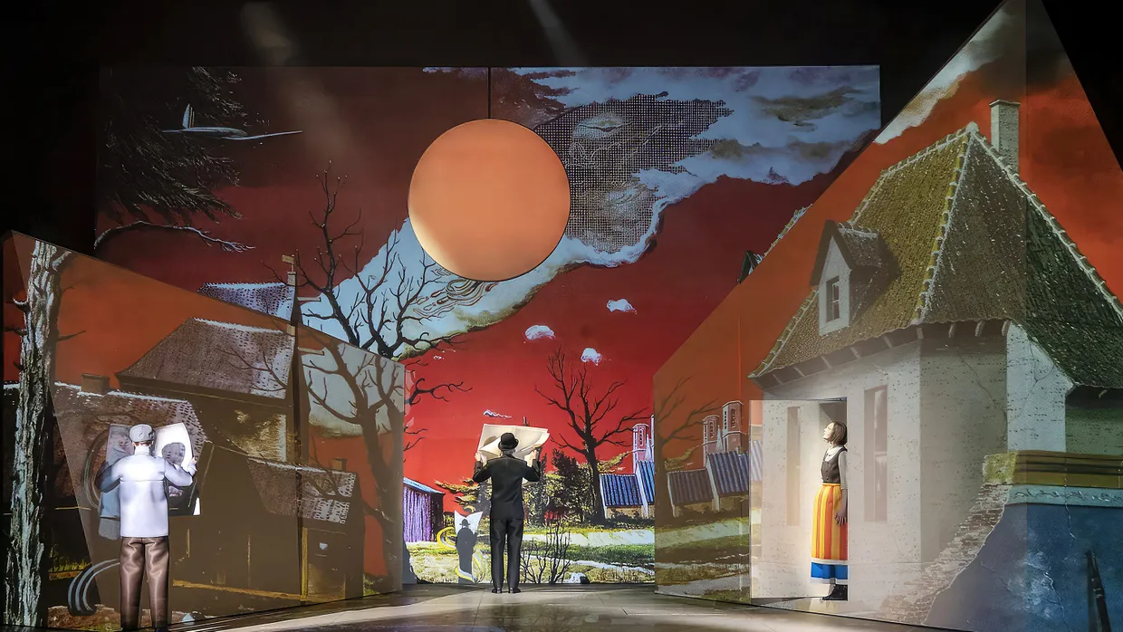 Szene aus „Radziwill oder der Riss durch die Zeit“, einem Theaterabend von Luise Voigt und Jonas Hennicke in Oldenburg.