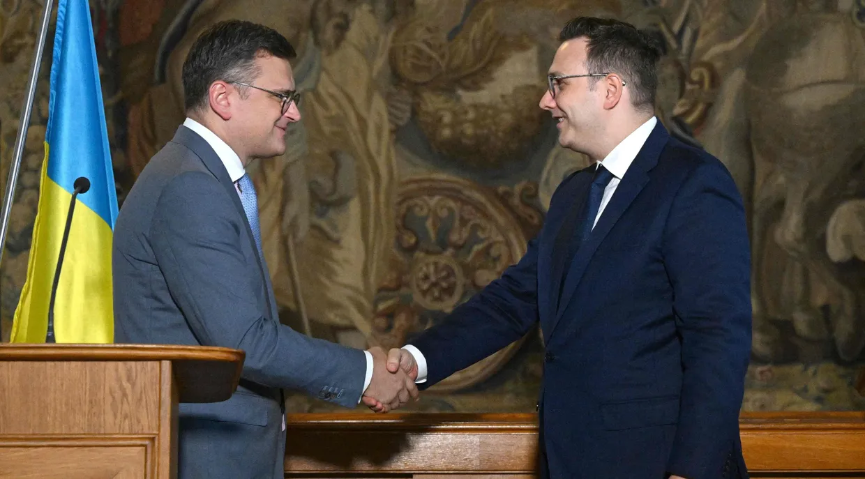 Treffen unter Verbündeten: Die Außenminister Dmytro Kuleba und Jan Lipavský am Montag in Prag