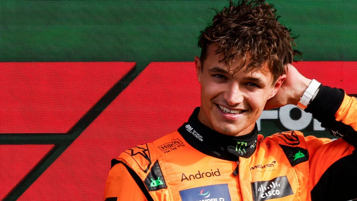 Bester Laune: Lando Norris nach seinem Sieg beim Großen Preis der Niederlande in Zandvoort