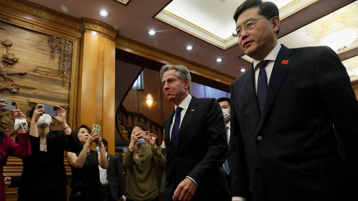 Qin Gang am 18. Juni mit dem amerikanischen Außenminister Anthony Blinken