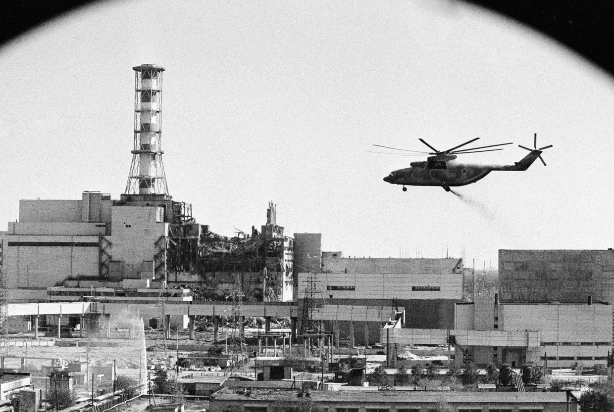 Das Kernkraftwerks Tschernobyl, aufgenommen direkt nach&nbsp; der Katastrophe.