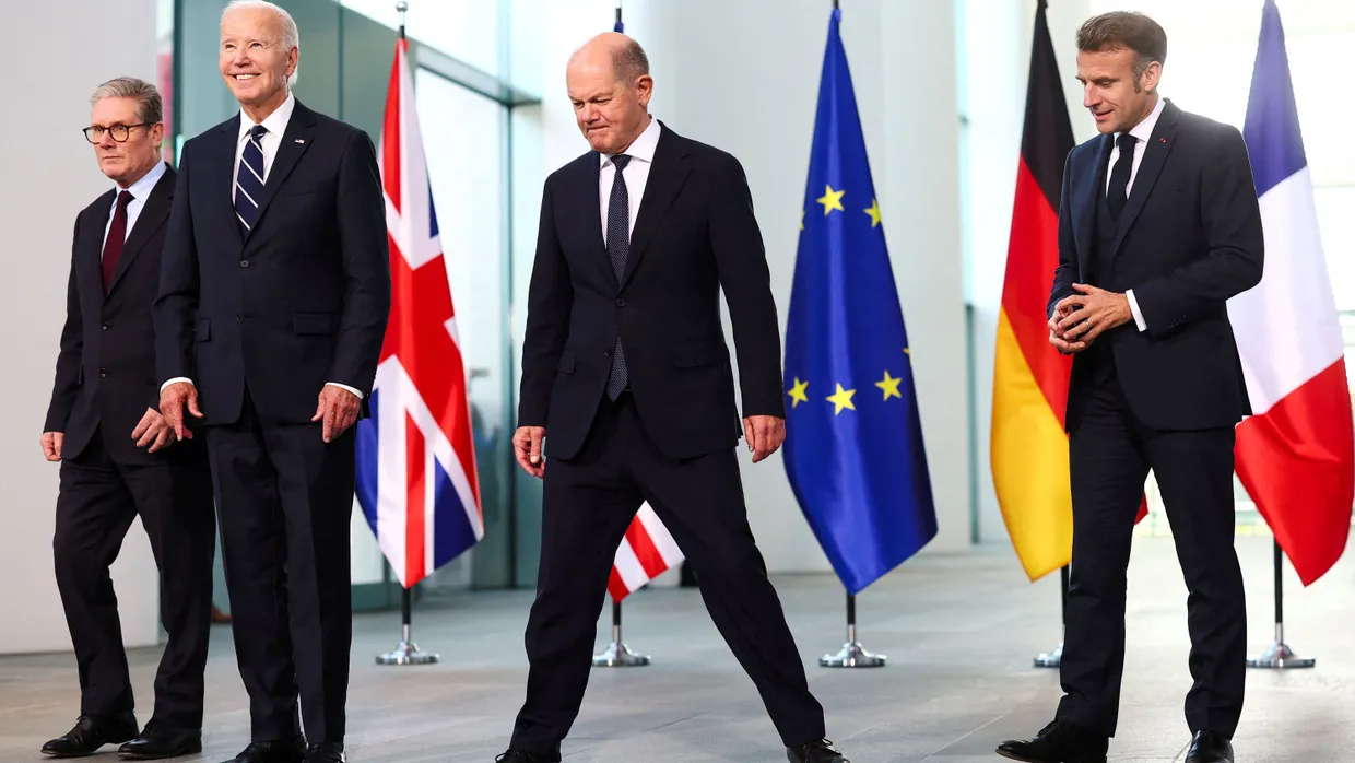 Keir Starmer, Joe Biden, Olaf Scholz und Emmanuel Macron zugleich in Berlin. Aber auch im Gleichschritt?