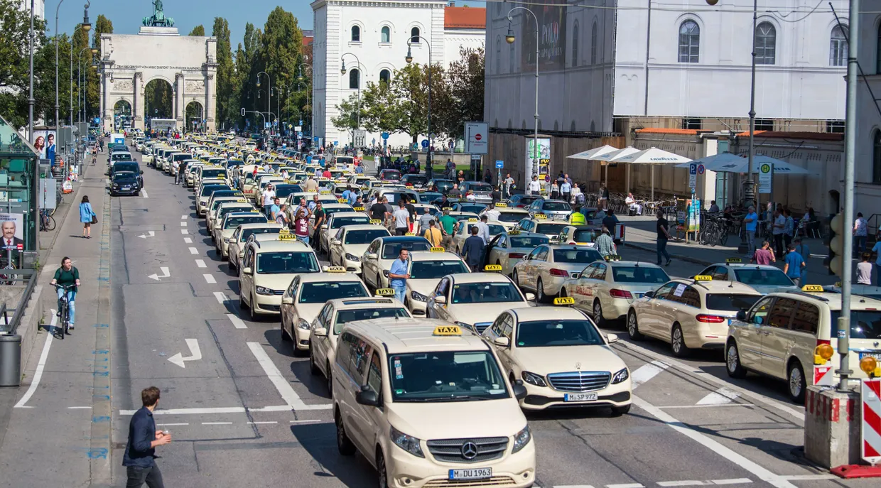 Taxi-Demo im September 2018 in München