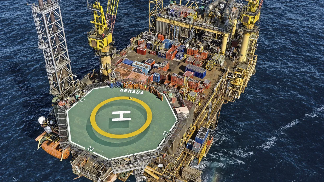 Die Armada-Plattform in der Nordsee auf eine Foto des Ölkonzerns Harbour Energy