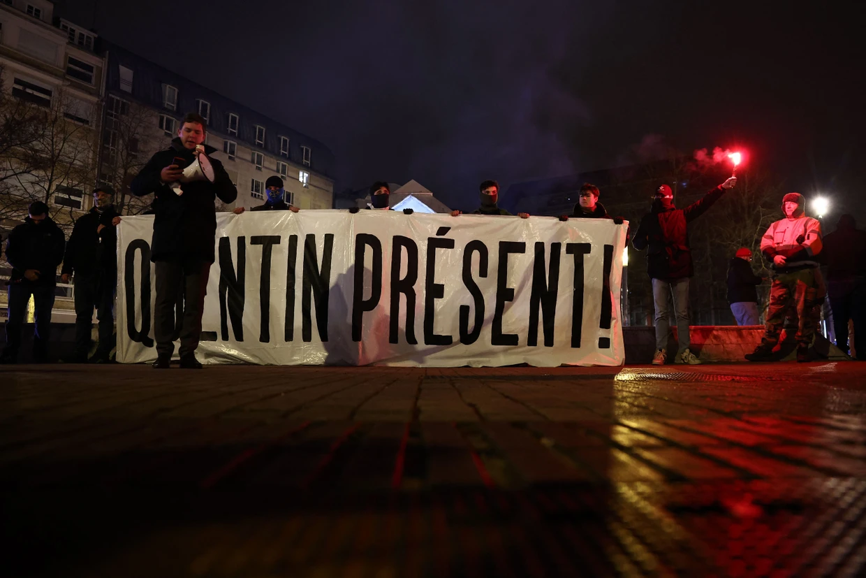 Protesters in Lille remembered the slain Quentin Deranque last Wednesday