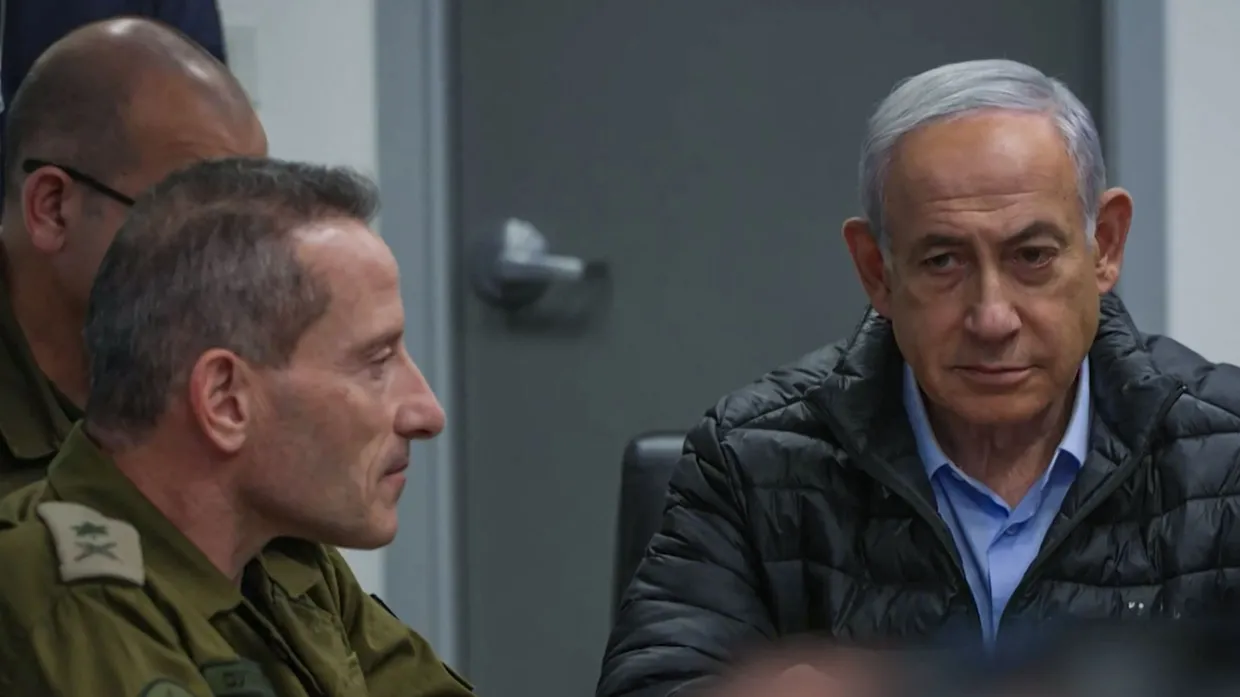 Israels Ministerpräsident Benjamin Netanjahu bei einem Treffen im Kommandozentrum des Verteidigungsministeriums in Tel Aviv
