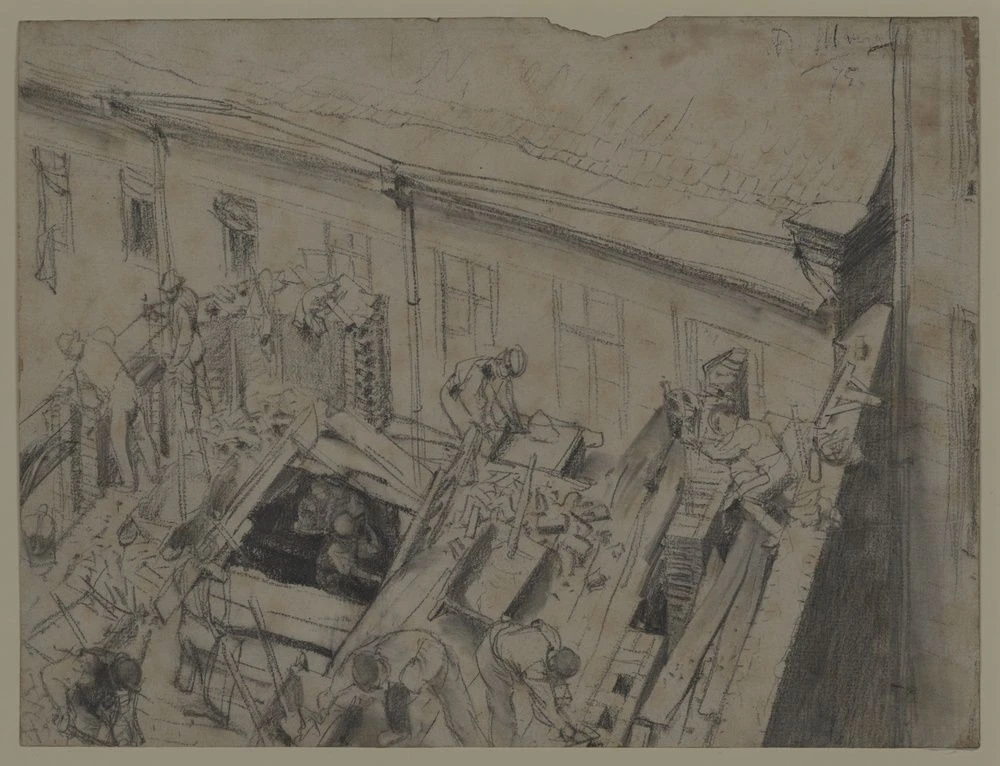 Gerecht zurück in der Moritzburg: Menzels restituierte „Bauarbeiter“, 1875 Foto Moritzburg