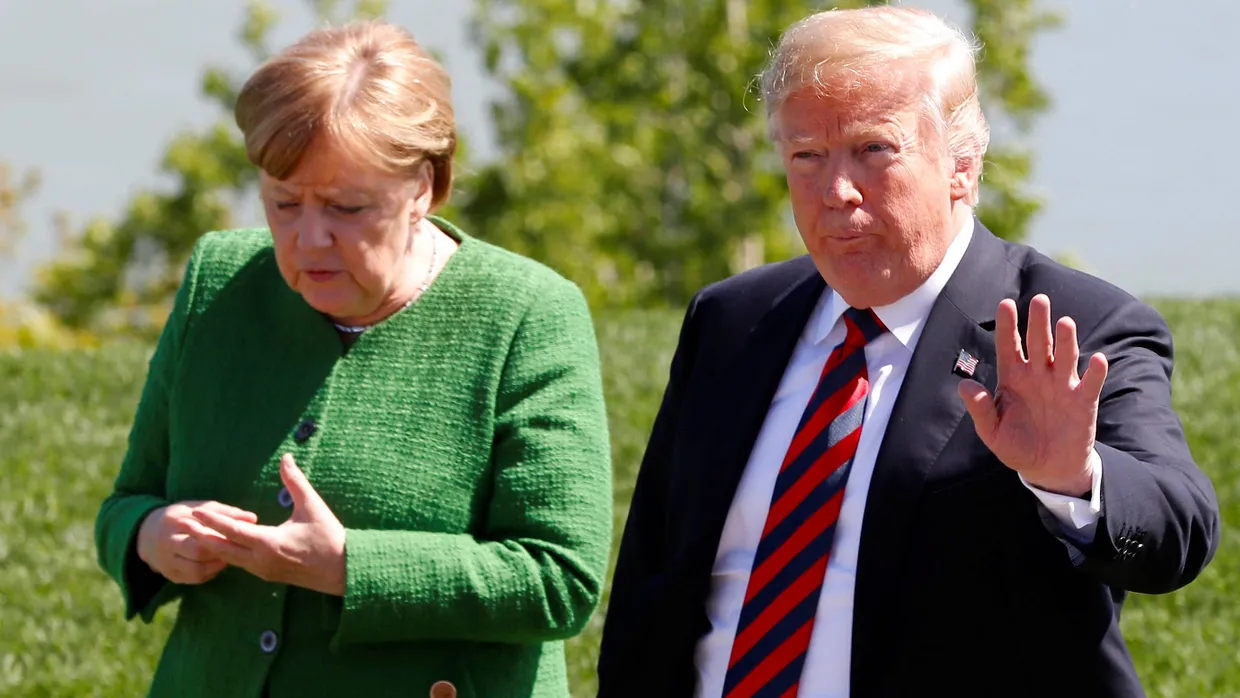 Redeten zuletzt mehr über- statt miteinander: Merkel und Trump, hier beim G-7-Gipfel im Juni in Kanada.