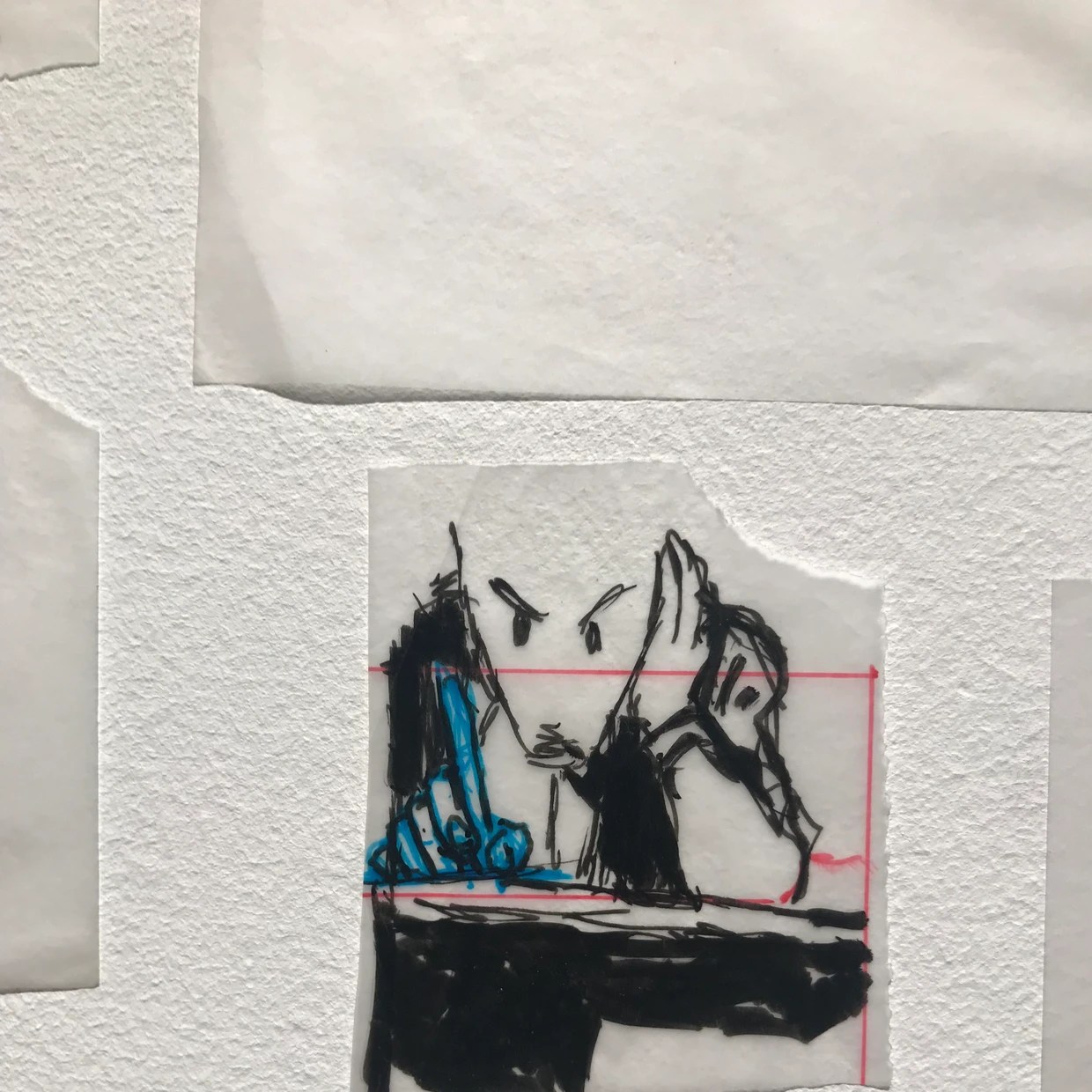 Eine winzige Skizze von Spiegelman im Kontext der Galeriepräsentation