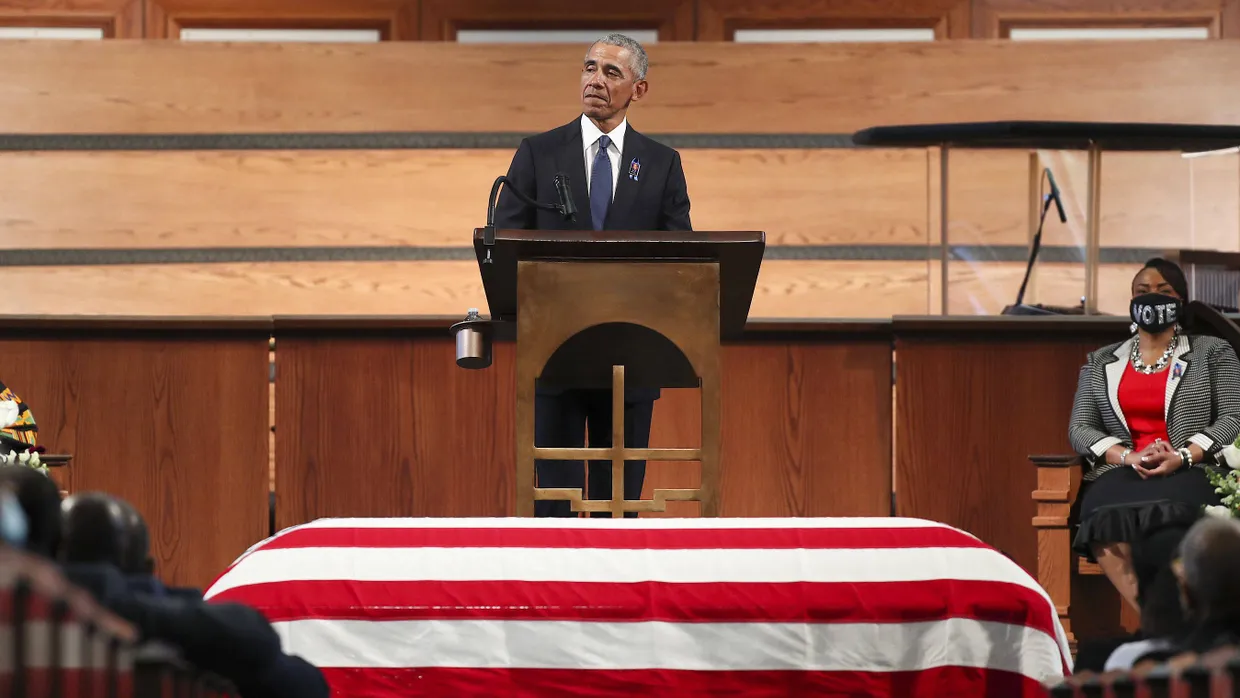 Barack Obama bei der Trauerfeier in Atlanta