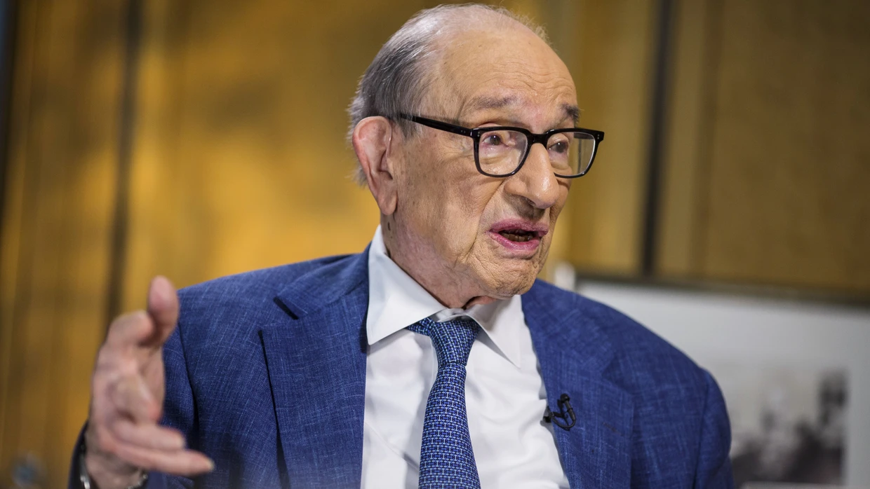 Alan Greenspan bei einem Fernsehinterview 2019 in Washington D.C.