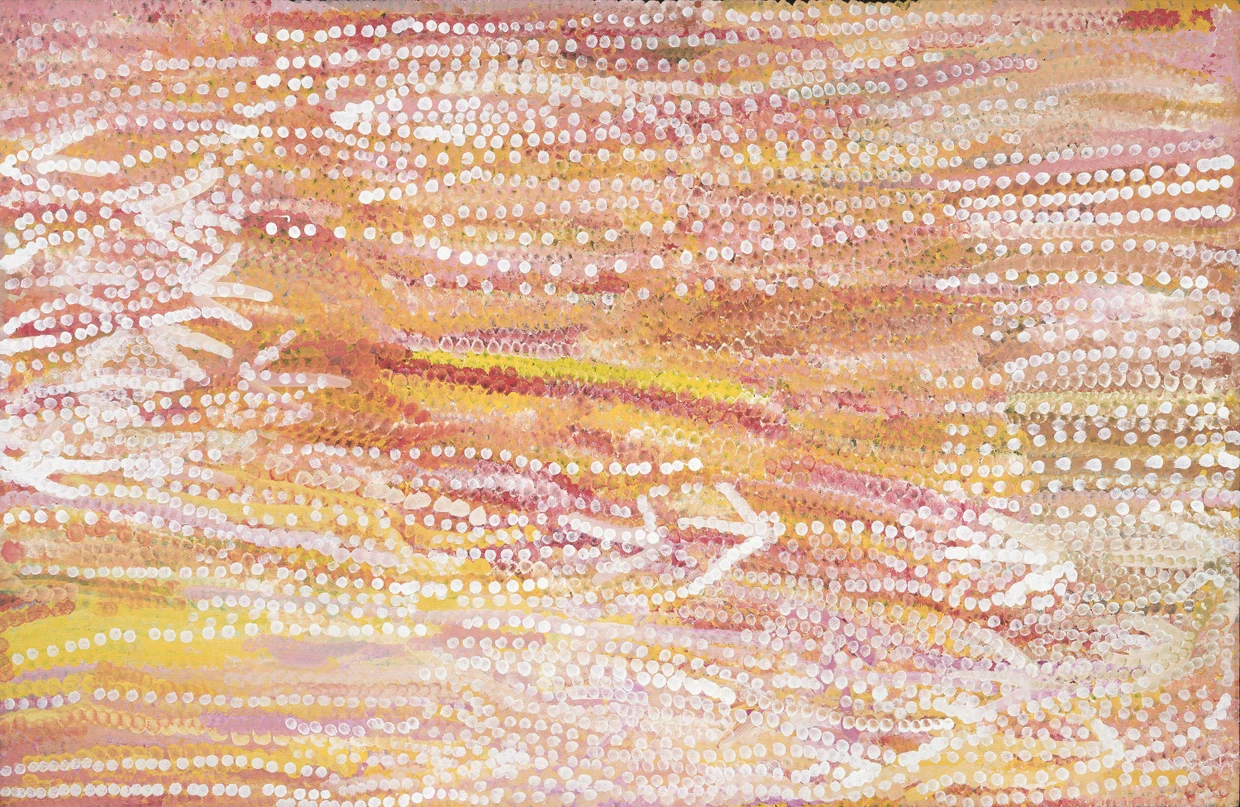 Traumzeit der Tiere: „Emu Dreaming“ aus dem Jahr 1995 von Emily Kam Kngwarray