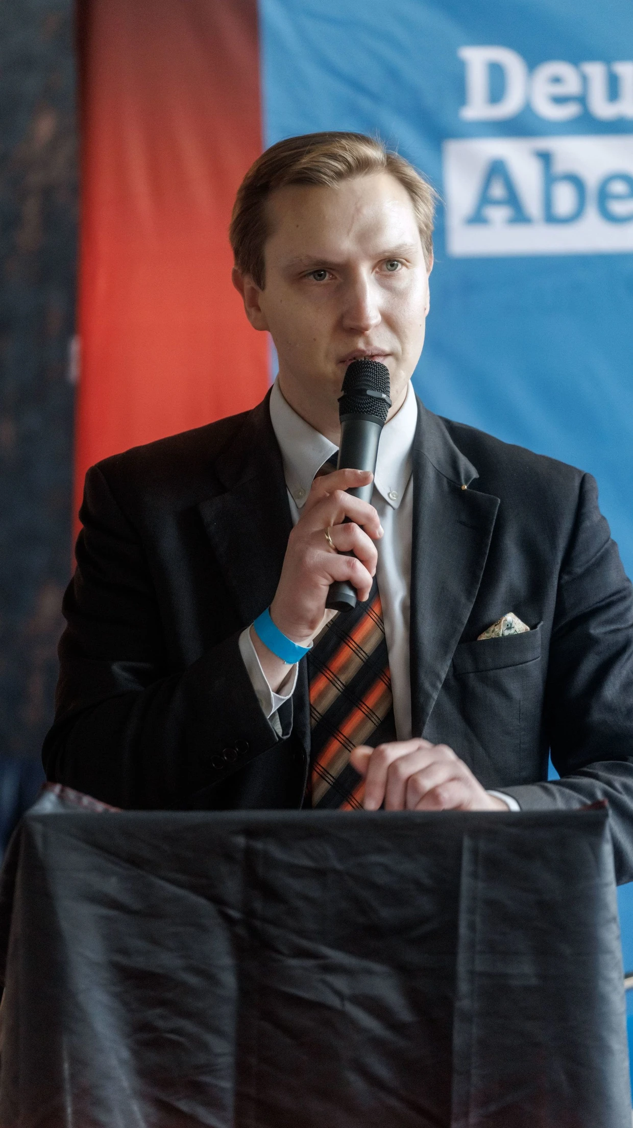 Kevin Dorow, Beisitzer im Landesvorstand der AfD Schleswig-Holstein, am 18. Januar 2026 in Neumünster