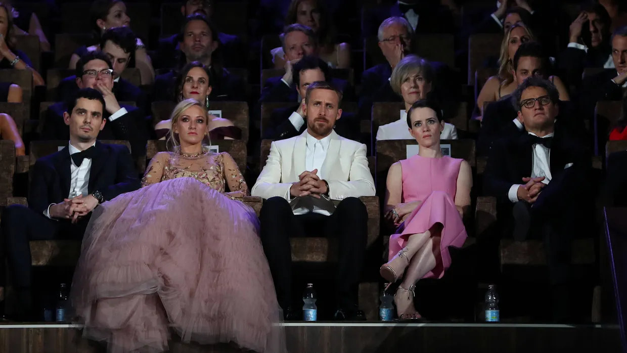 Prominente Zuschauer in Venedig: Damien Chazelle, Ryan Gosling, Jason Clarke, Olivia Hamilton und Claire Foy