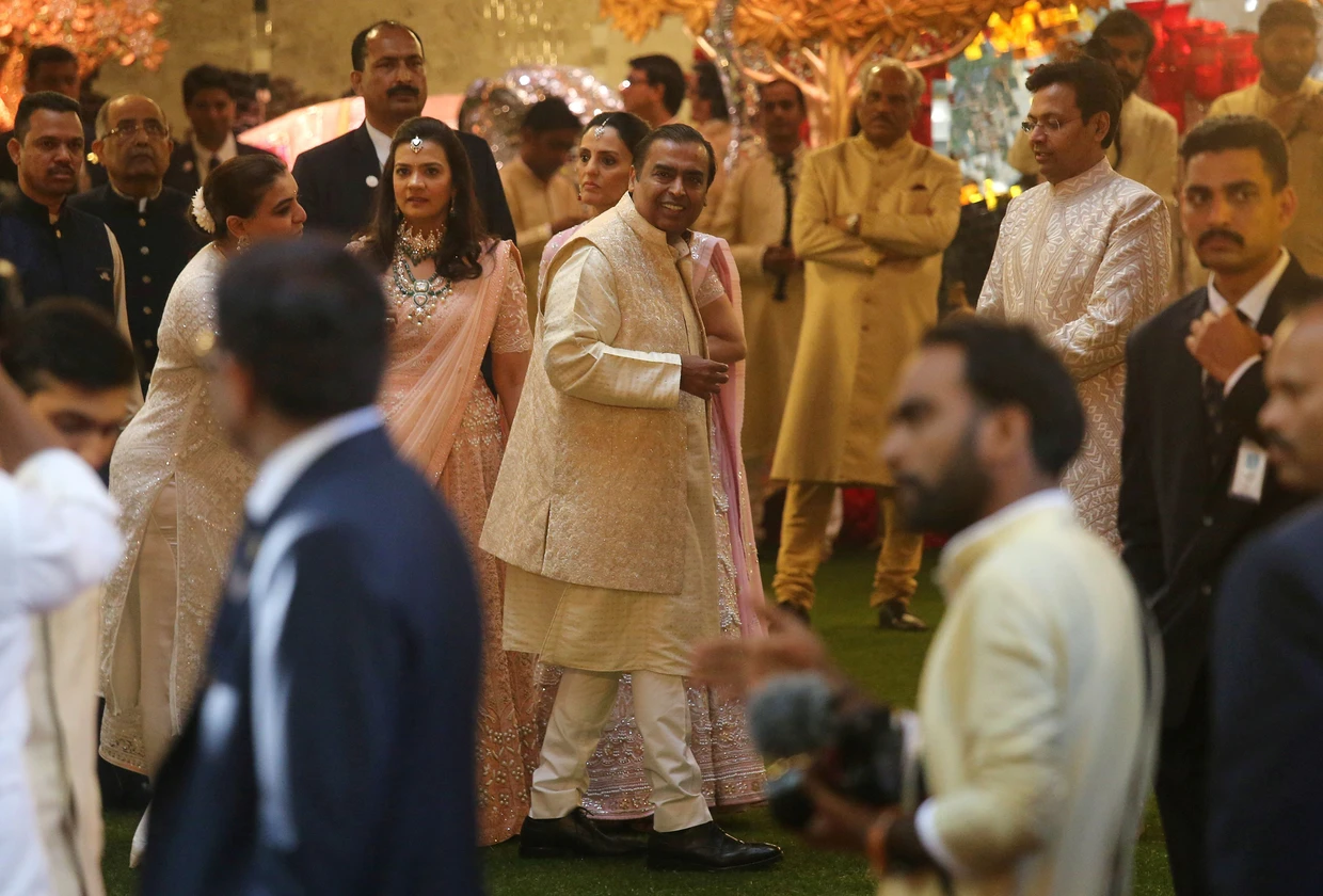 Mukesh Ambani auf der Hochzeit seiner Tochter Isha Ambani