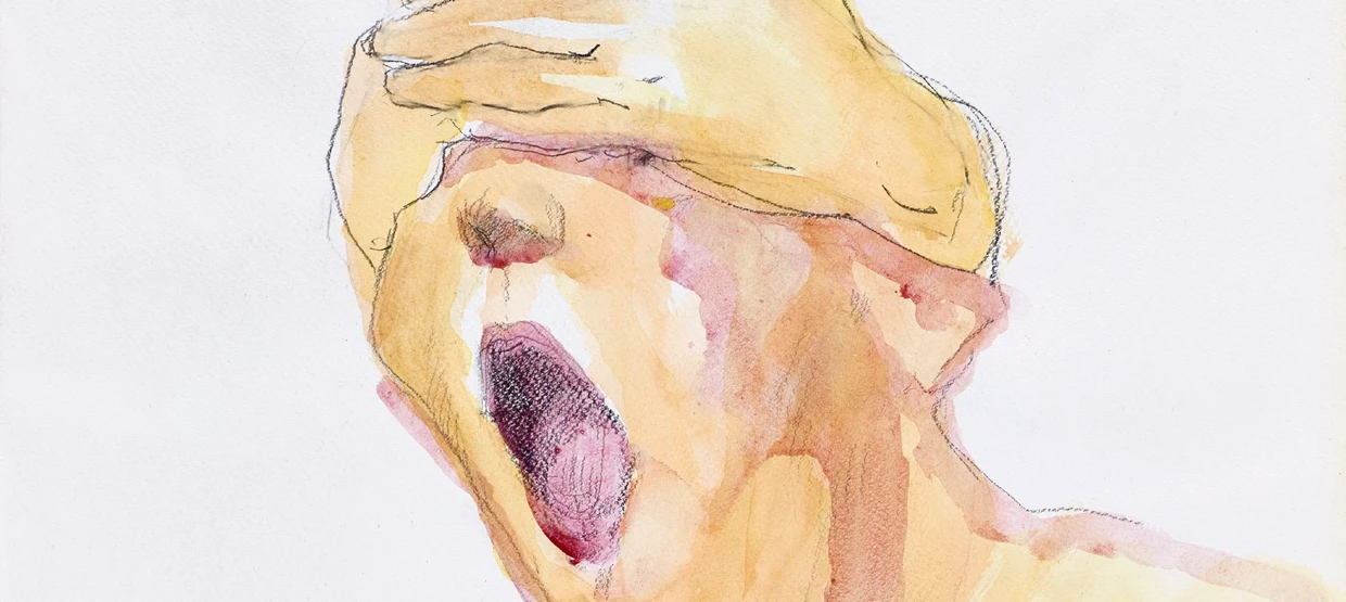 Lassnigs titelloses Aquarell einer Schreienden von 1981