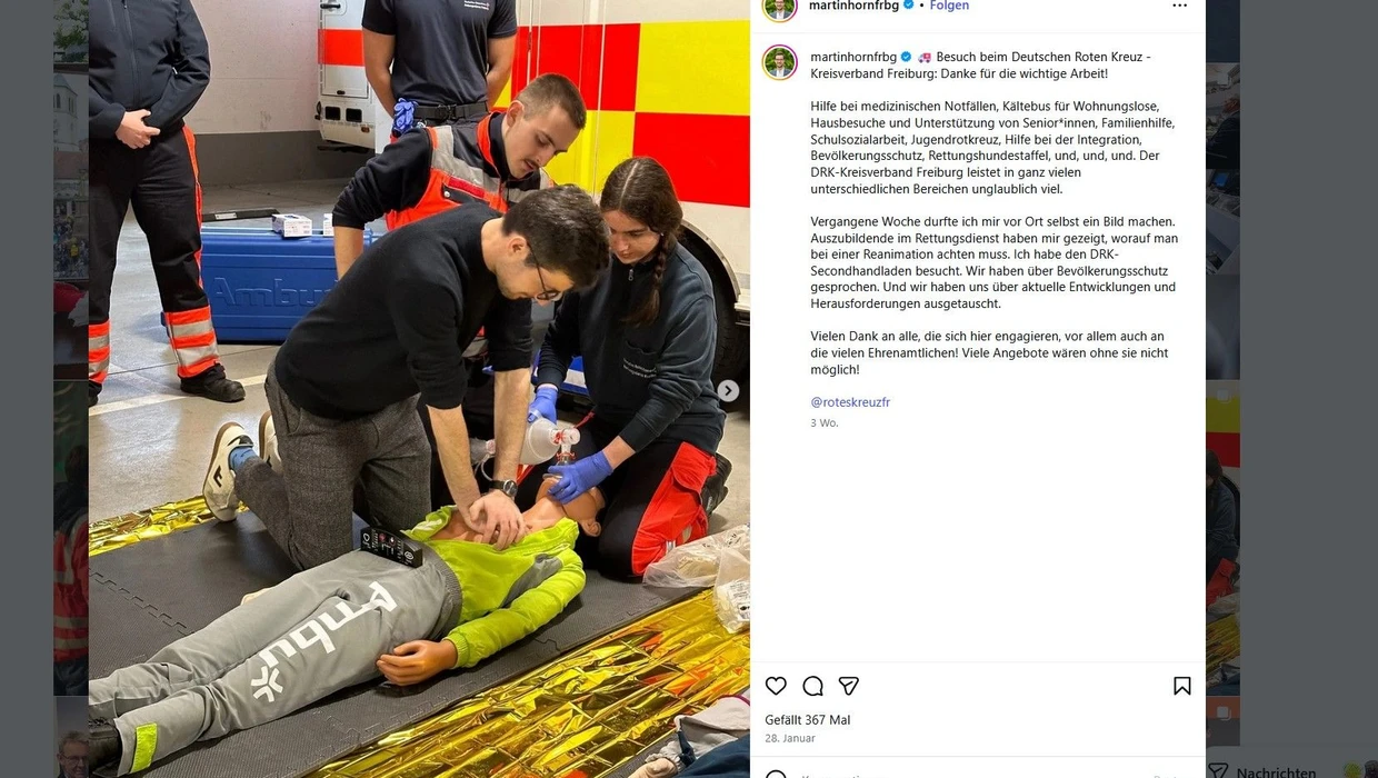 So macht Martin Horn in Freiburg auf Social Media Werbung in eigener Sache.