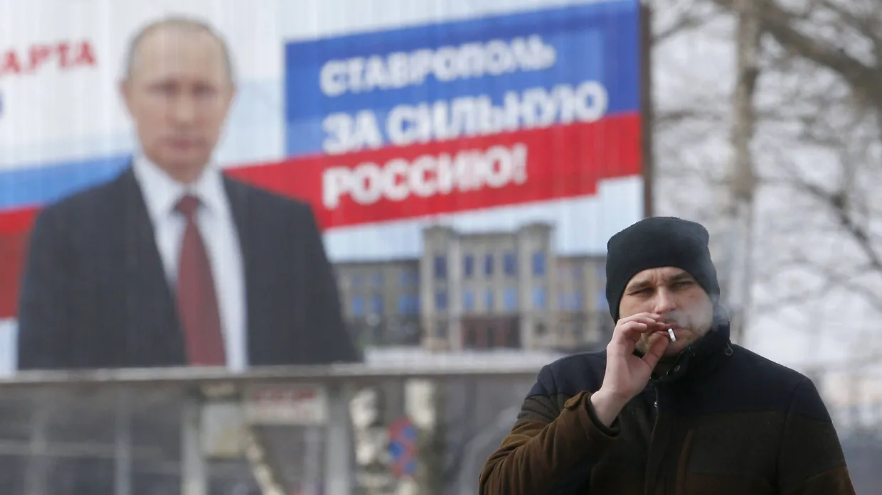 Allgegenwärtig: Wladimir Putin auf einem Plakat in der Stadt Stavropol