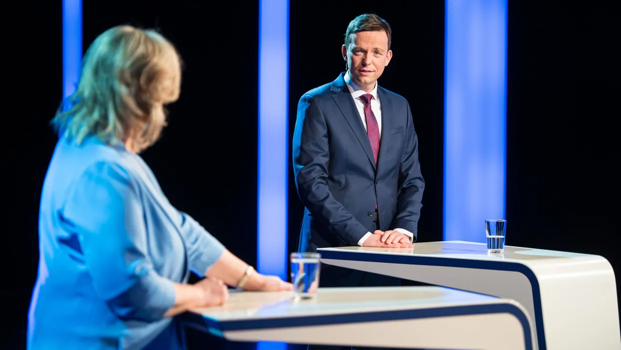 Wer gewinnt? Rehlinger und Hans beim Wahlduell im Februar in Saarbrücken
